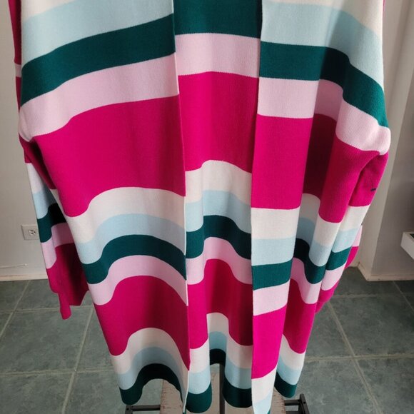 Crown and Ivy Rainbow Striped Relaxed Open Front Sweater/Jacket (Size: M) - Picture 5 of 14